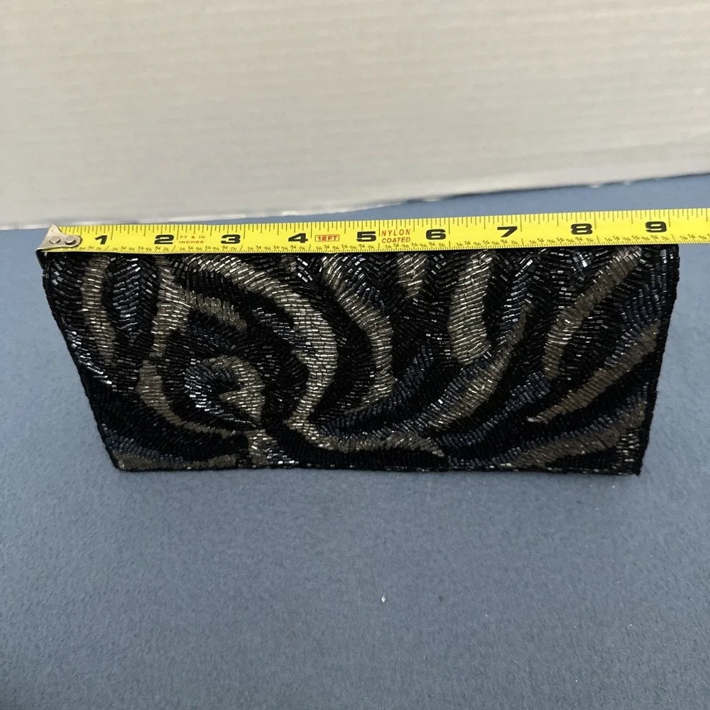 Okpta Black w/Multicolor Swirled‎ Beading Clutch/Crossbody Convertible Handbag